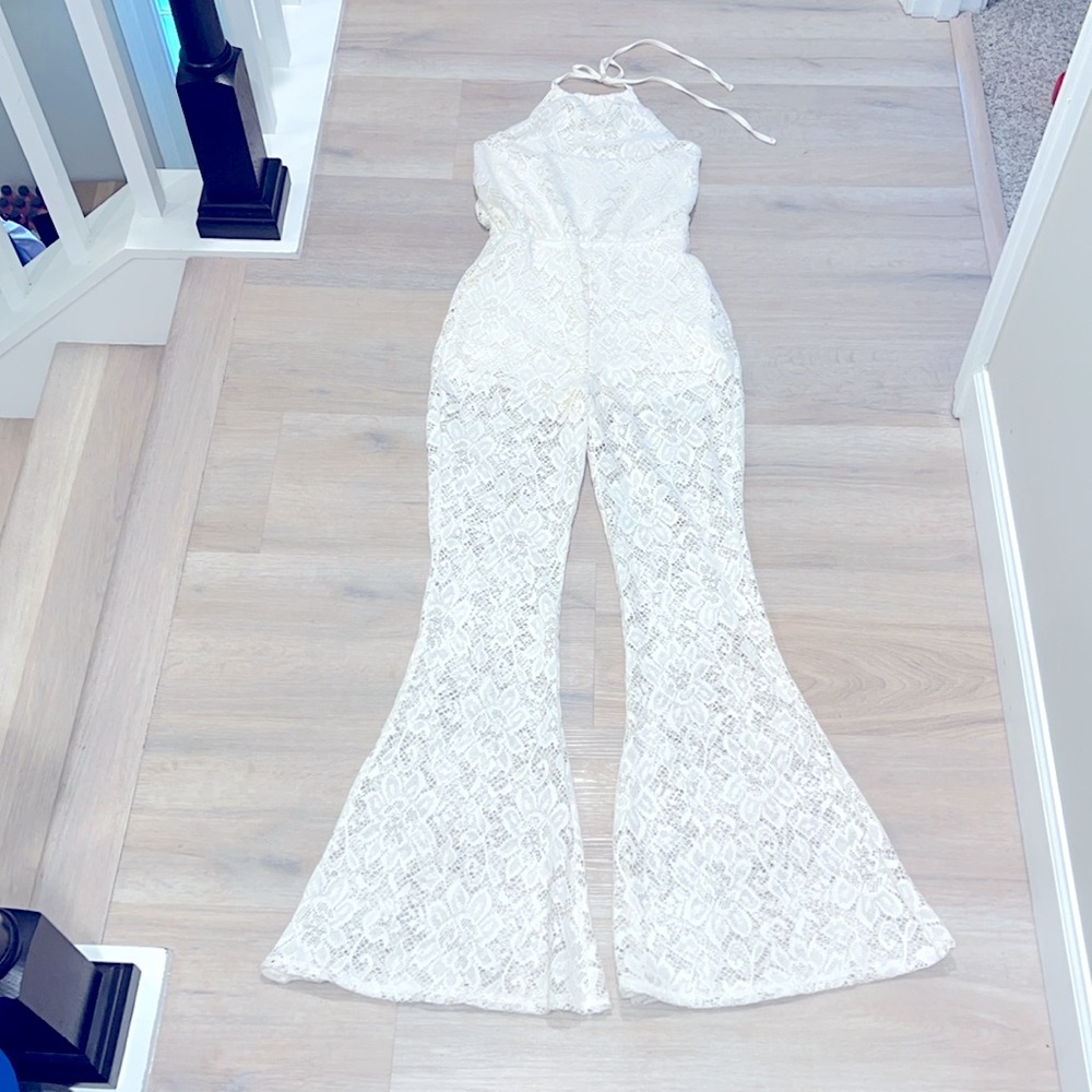 Abercrombie & Fitch White Lace Jumpsuit